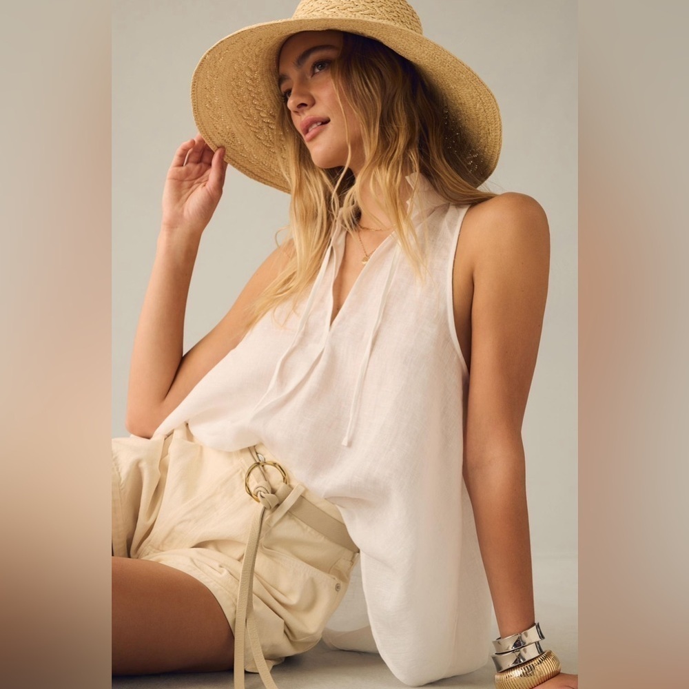 Anthropologie Pilcro White Linen Tavi Tank